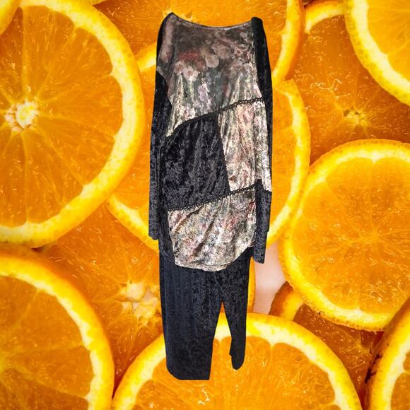 Kathryn Deene Jackets & Blazers - Kathyrn Deene Pants Suit Velour Black with Colorful Patches Size 26/28‎